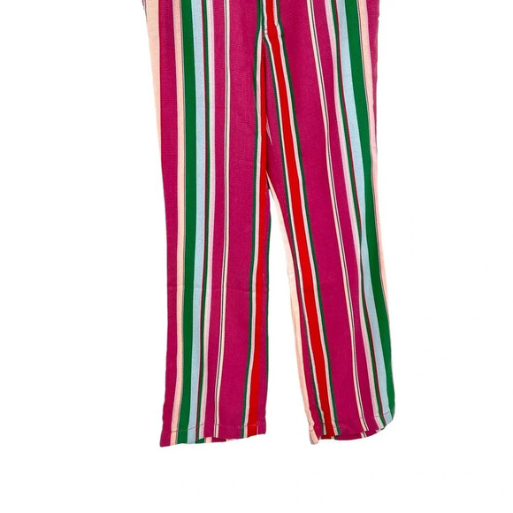 Free People La Paz Stripe Cotton Blend Ankle Pants Berry Combo Size 0 - Picture 6 of 11